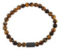 KI-generiertes Bild,Design Unisex Perlenarmband 20-21cm Oslo Tigerauge Braun Naturstein dehnbar elastisch