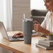 KI-generiertes Bild,XL Edelstahl Trinkbecher Anthrazit 1200ml mit Griff Vakuum Kaffeebecher Coffee to Go