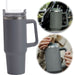 KI-generiertes Bild XL Edelstahl Trinkbecher Anthrazit 1200ml mit Griff Vakuum Kaffeebecher Coffee to Go