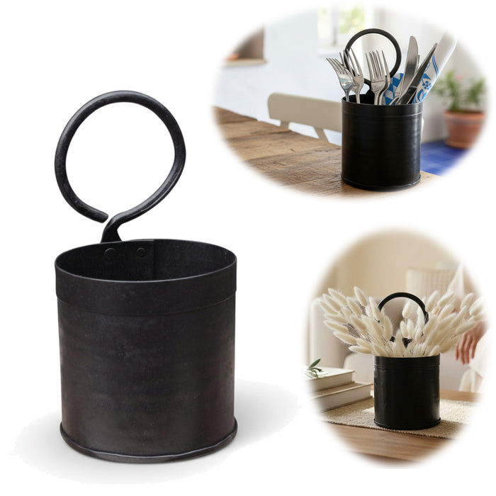 KI-generiertes Bild Vintage Besteckständer Dehli 20cm Rund 1-fach Griff Besteckkorb Utensilienhalter