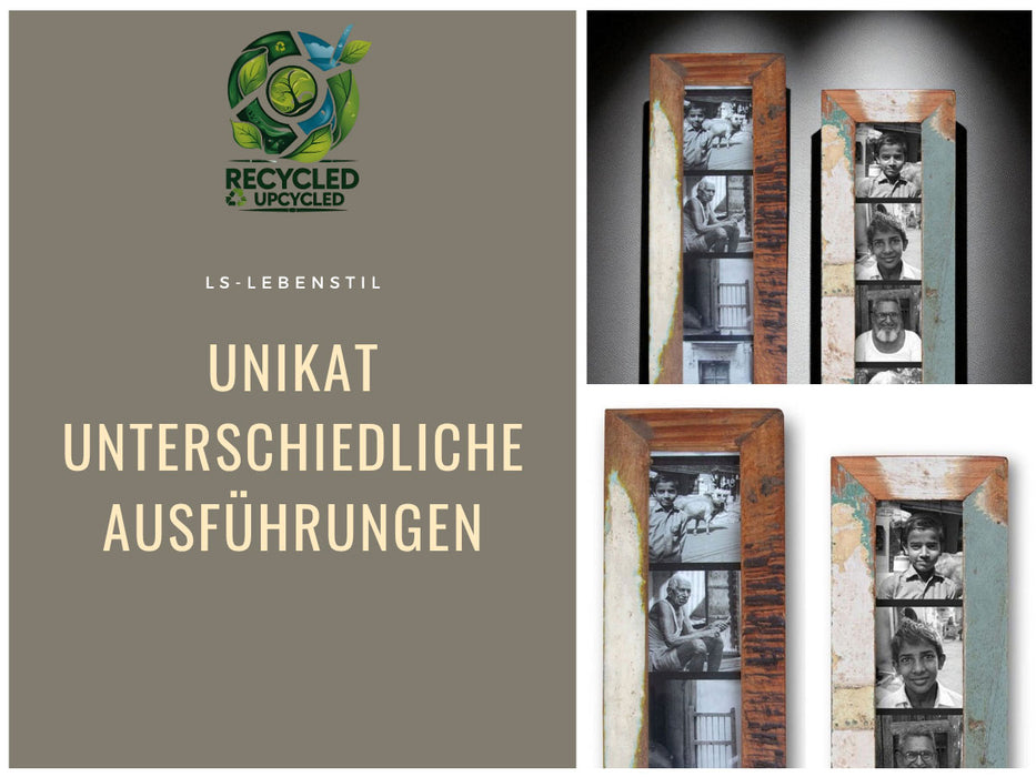 KI-generiertes Bild,Vintage Holz Bilderrahmen Dehli 24x8cm Fundholz Fotohalter Fotorahmen Passbilder