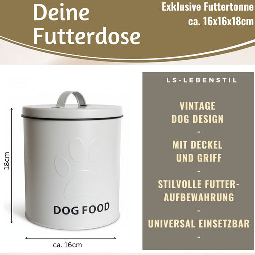 KI-generiertes Bild,Vintage Futtereimer Weiß 18cm Futtertonne Hundefutter Aufbewahrung mit Deckel