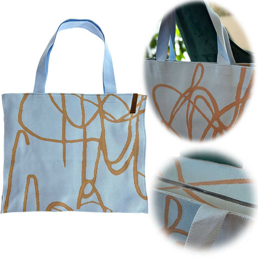 KI-generiertes Bild Vintage Shopper Palma Blau 35x45cm mit Reißverschluss Einkaufstasche Tragetasche