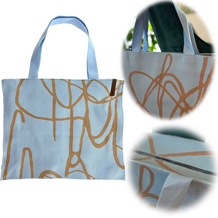 KI-generiertes Bild Vintage Shopper Palma Blau 35x45cm mit Reißverschluss Einkaufstasche Tragetasche