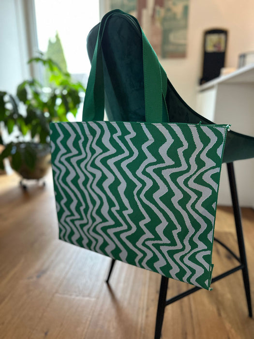 KI-generiertes Bild,Vintage Shopper Palma Grün 35x45cm mit Reißverschluss Einkaufstasche Tragetasche