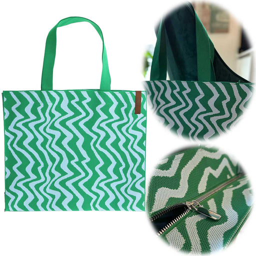 KI-generiertes Bild Vintage Shopper Palma Grün 35x45cm mit Reißverschluss Einkaufstasche Tragetasche