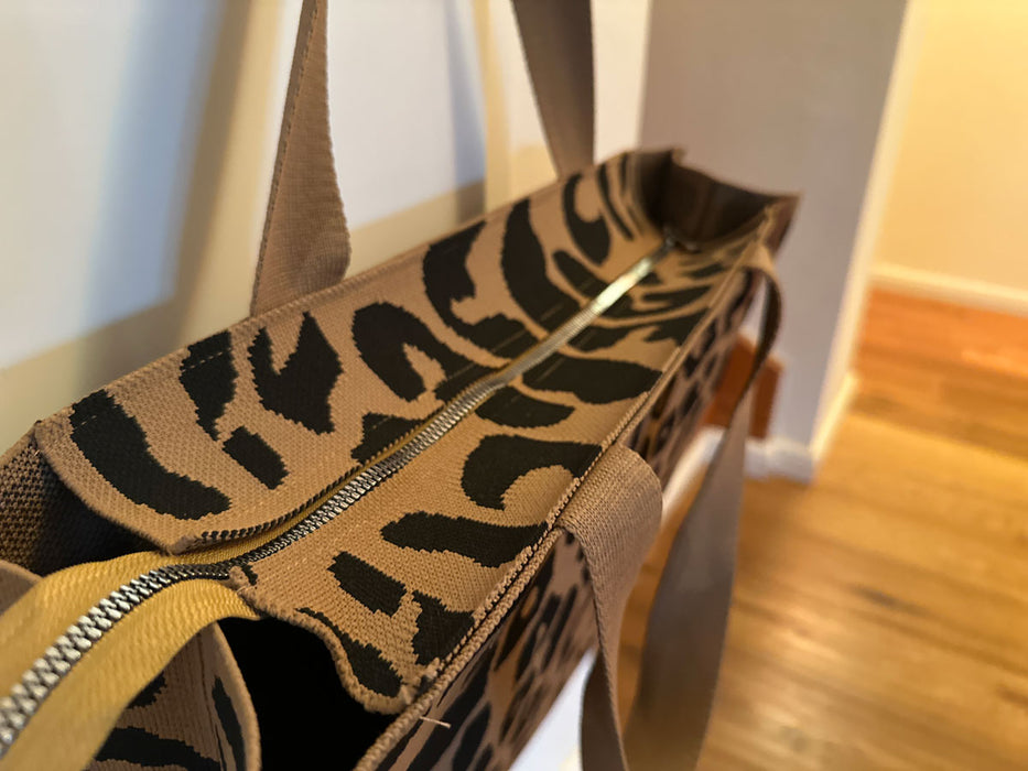 KI-generiertes Bild,Vintage Shopper Palma Leo 35x45cm mit Reißverschluss Einkaufstasche Tragetasche