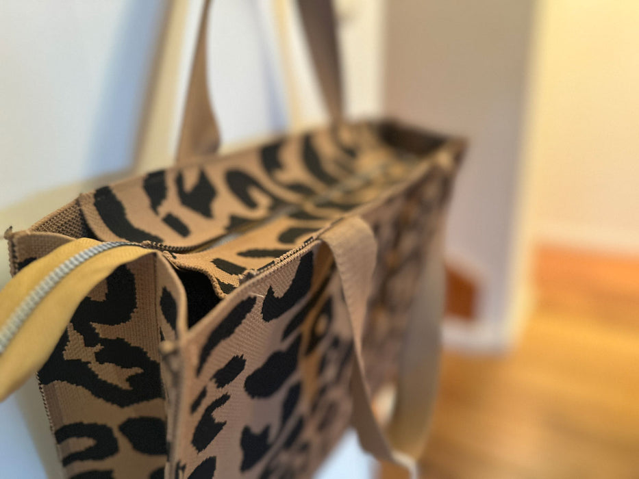 KI-generiertes Bild,Vintage Shopper Palma Leo 35x45cm mit Reißverschluss Einkaufstasche Tragetasche
