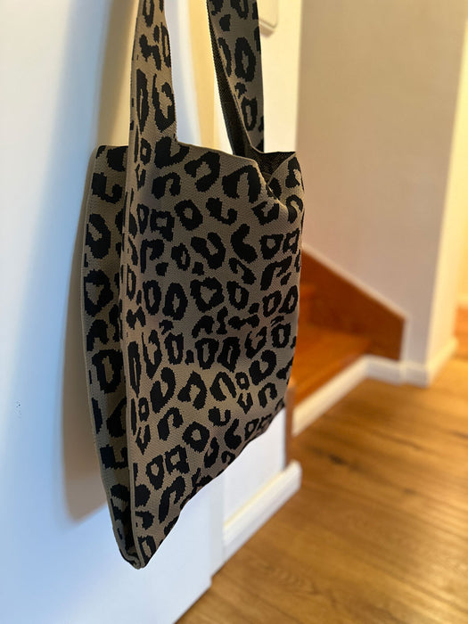 KI-generiertes Bild,Vintage Shopper Palma Leo 43x35cm mit Magnetverschluss Einkaufstasche Tragetasche