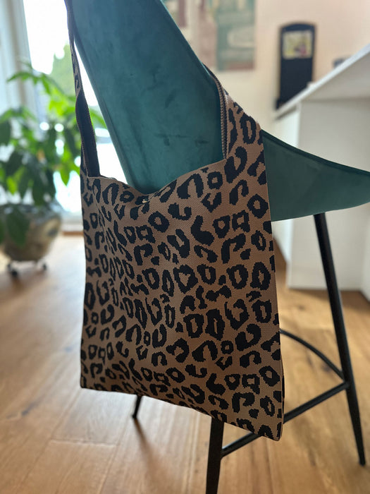 KI-generiertes Bild,Vintage Shopper Palma Leo 43x35cm mit Magnetverschluss Einkaufstasche Tragetasche