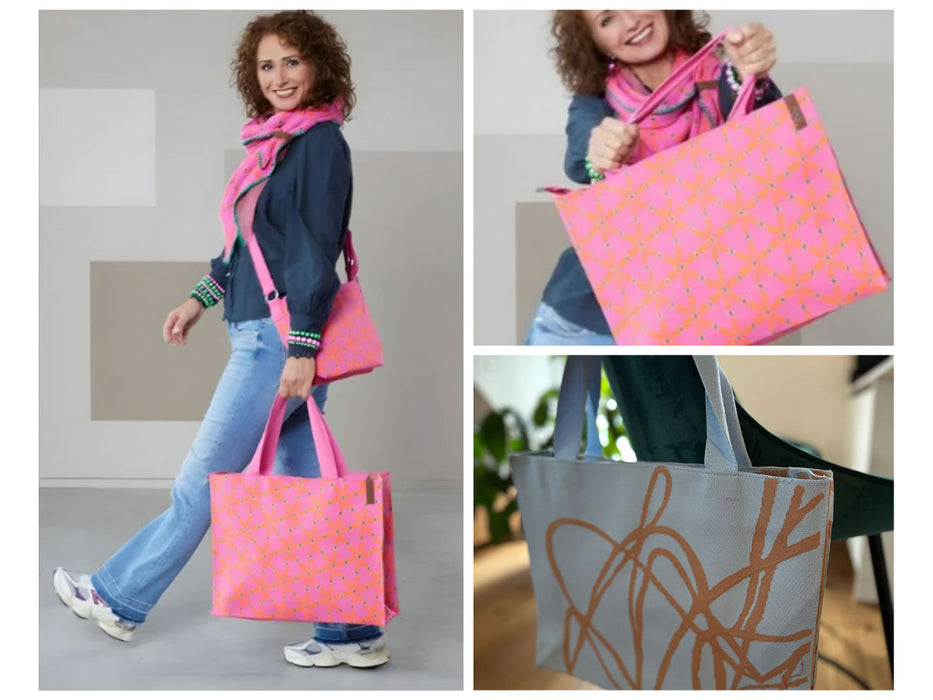 KI-generiertes Bild,Vintage Shopper Palma Grün 35x45cm mit Reißverschluss Einkaufstasche Tragetasche