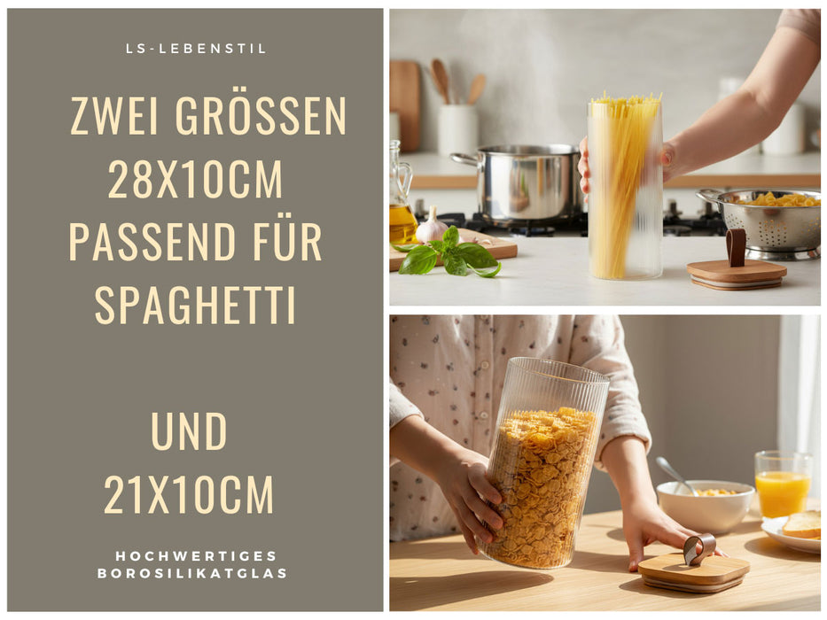 KI-generiertes Bild,Vorratsdosen 2´er Set aus Glas mit Deckel Vorratsglas Luftdicht Küche Organizer