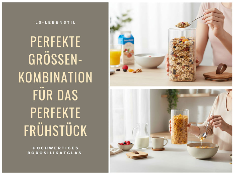 KI-generiertes Bild,Vorratsdosen 2´er Set aus Glas mit Deckel Vorratsglas Luftdicht Küche Organizer