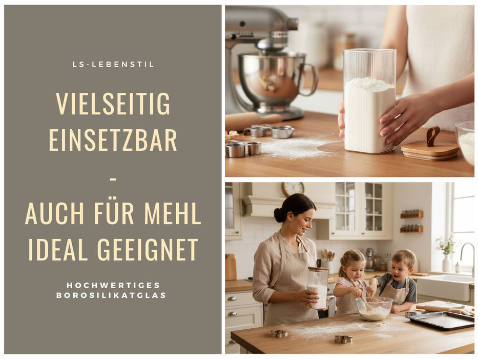 KI-generiertes Bild,Vorratsdosen 2´er Set aus Glas mit Deckel Vorratsglas Luftdicht Küche Organizer