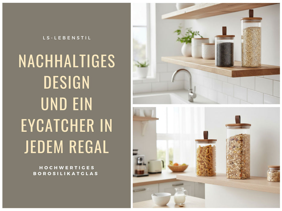 KI-generiertes Bild,Vorratsdosen 2´er Set aus Glas mit Deckel Vorratsglas Luftdicht Küche Organizer