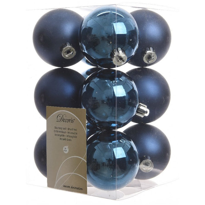 KI-generiertes Bild 12 Design Weihnachtskugeln 6cm Blau Set Kunststoff Weihnachtsbaum-Deko