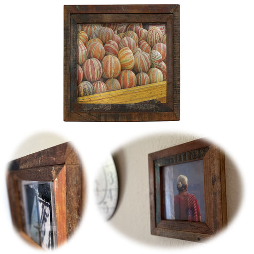 KI-generiertes Bild Vintage Wand Bilderrahmen 15x15cm Fundholz Recycelt Fotorahmen Retro