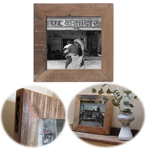 KI-generiertes Bild Vintage Holz Wand Streetwood Bilderrahmen Braun 20x20cm Retro Fotorahmen