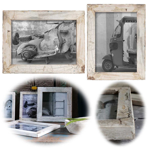 KI-generiertes Bild Vintage Wand-Bilderrahmen 20x30cm Weiß Fundholz Recycelt Fotorahmen Retro