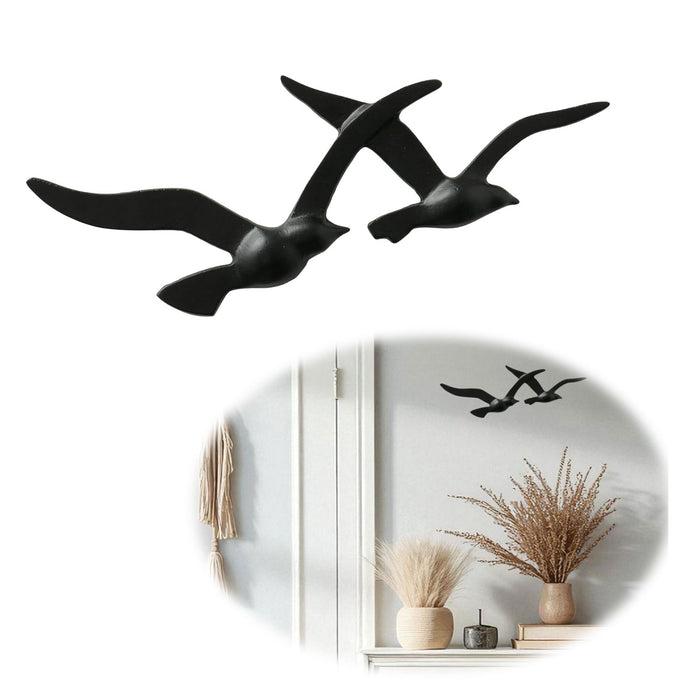KI-generiertes Bild Wand-Objekt Möwe 2-fach 39cm Aluminium Schwarz Vogel Deko-Objekt Deko-Figur
