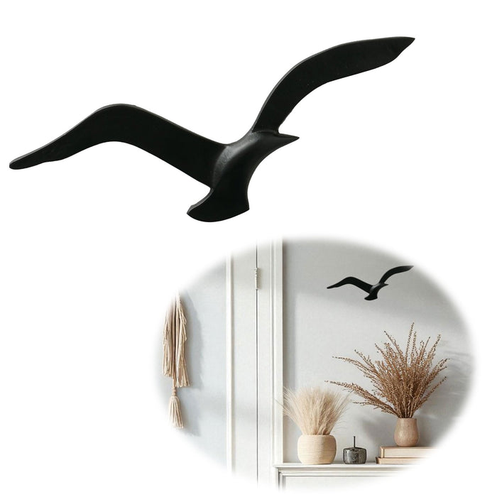 KI-generiertes Bild Wand-Objekt Möwe 35cm Aluminium Schwarz Vogel Deko-Objekt Deko-Figur