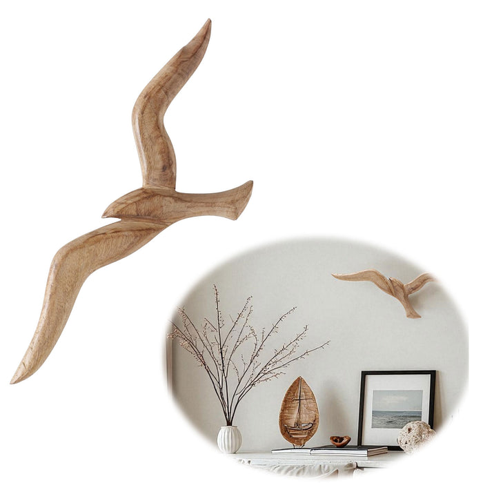 KI-generiertes Bild Wand-Objekt Möwe 46cm Mango Holz Braun Vogel Deko-Objekt Deko-Figur