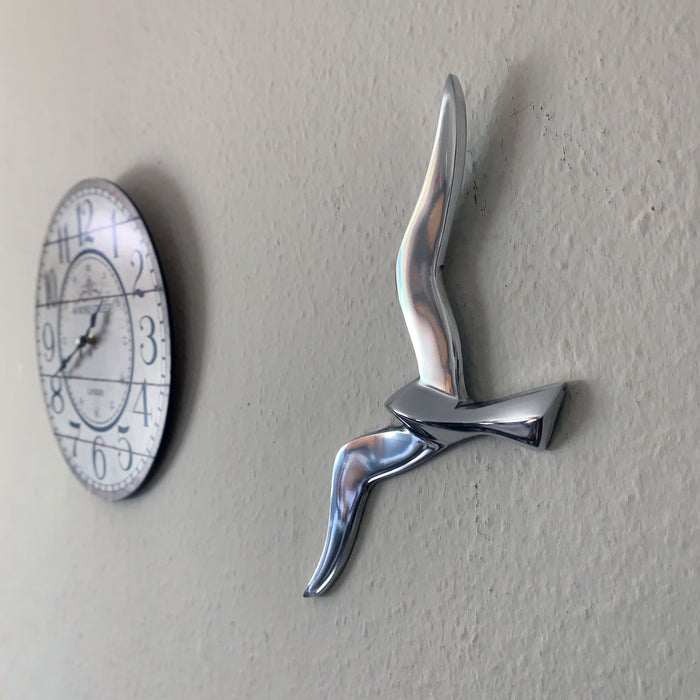 KI-generiertes Bild,Wand Deko-Objekt Möwe 34cm Aluminium Silber Deko-Figur