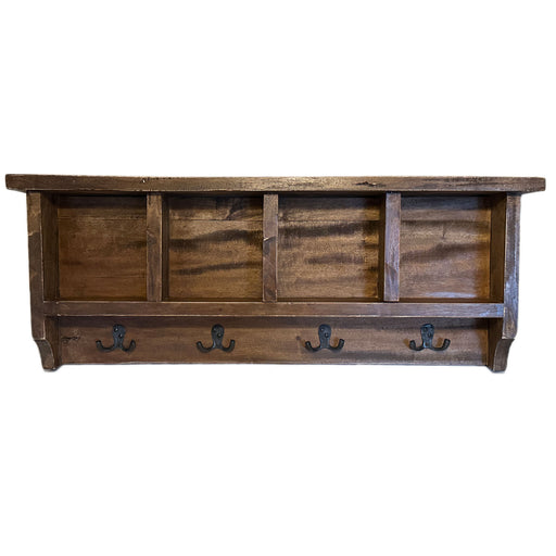 KI-generiertes Bild,Exkluisve XL Vintage Holz Wandgarderobe 70cm mit Ablage 4-fach Regal Doppelhaken