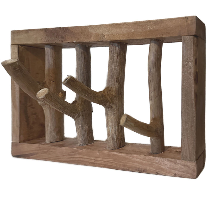 KI-generiertes Bild,Vintage Wandgarderobe 4 Ast-Haken ?? Fundholz ?? 45cm Baumstamm Garderobenleiste