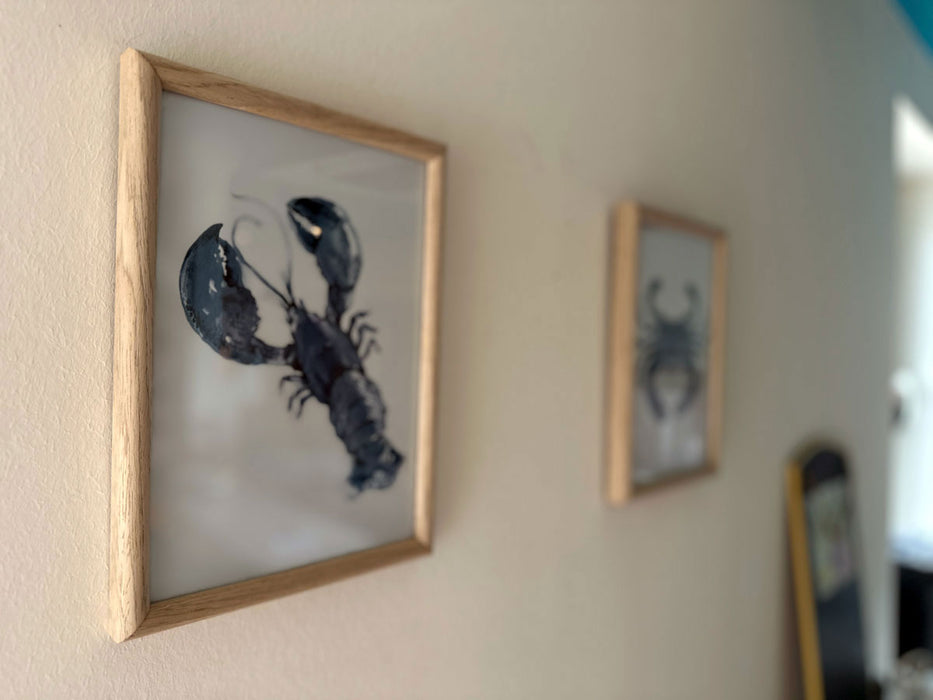 KI-generiertes Bild,Vintage Wandbild Sylt Motiv Hummer 20x28cm Holzrahmen Glas-Scheibe maritime Deko