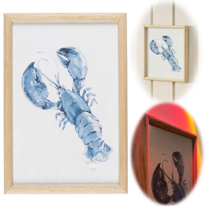 KI-generiertes Bild Vintage Wandbild Sylt Motiv Hummer 20x28cm Holzrahmen Glas-Scheibe maritime Deko