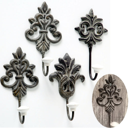 KI-generiertes Bild 2x Vintage Kleiderhaken 15x7cm Braun Blume Garderobenhaken Wandhaken