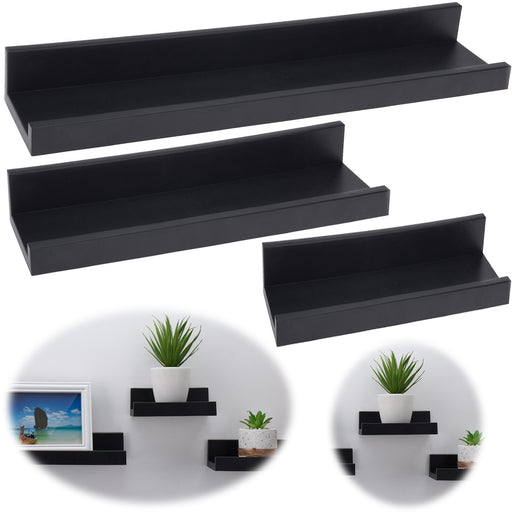 KI-generiertes Bild Wandregal Set 3-fach Schwarz 3 Regale Küchen-Regal Bücher Wand-Board