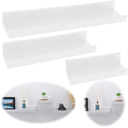 KI-generiertes Bild Wandregal Set 3-fach Weiß 3 Regale Küchen-Regal Bücher Wand-Board