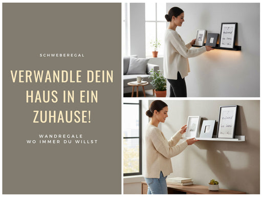 KI-generiertes Bild,Wandregal Wandboard Freja 2´er Set 45cm Schwarz Deko Regal Schweberegal Küchenregal