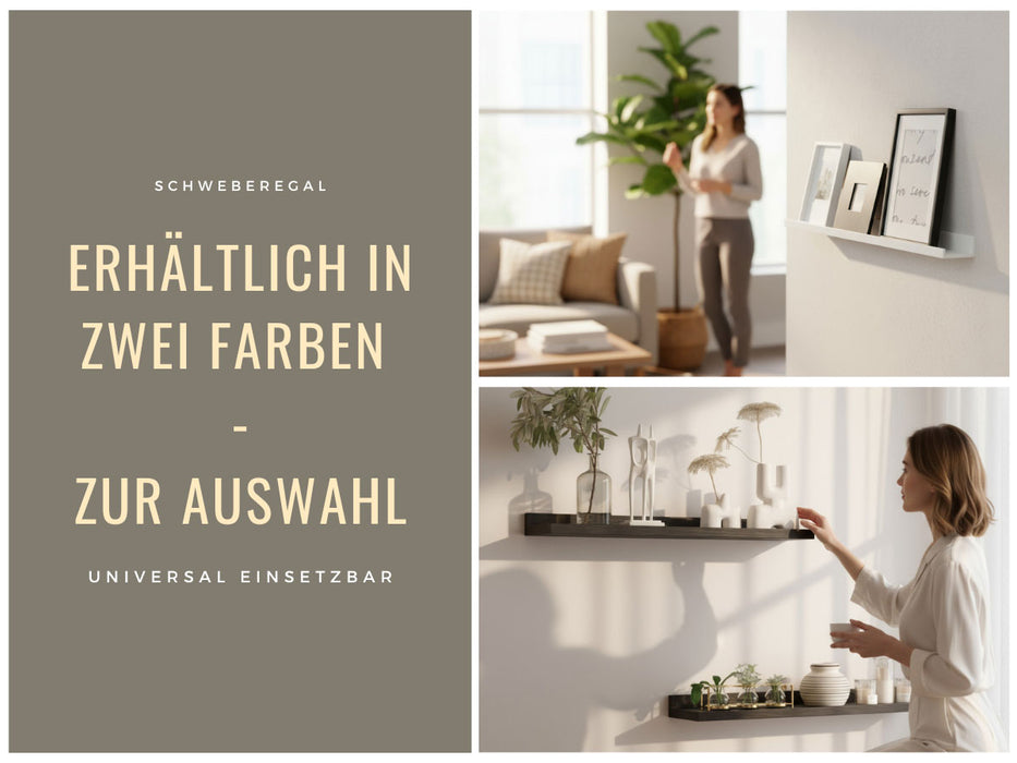 KI-generiertes Bild,Wandregal Wandboard Freja 2´er Set 45cm Schwarz Deko Regal Schweberegal Küchenregal