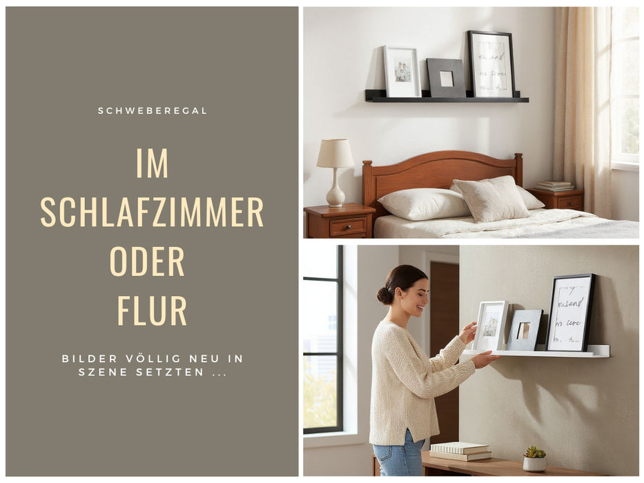KI-generiertes Bild,Wandregal Wandboard Freja 2´er Set 45cm Schwarz Deko Regal Schweberegal Küchenregal