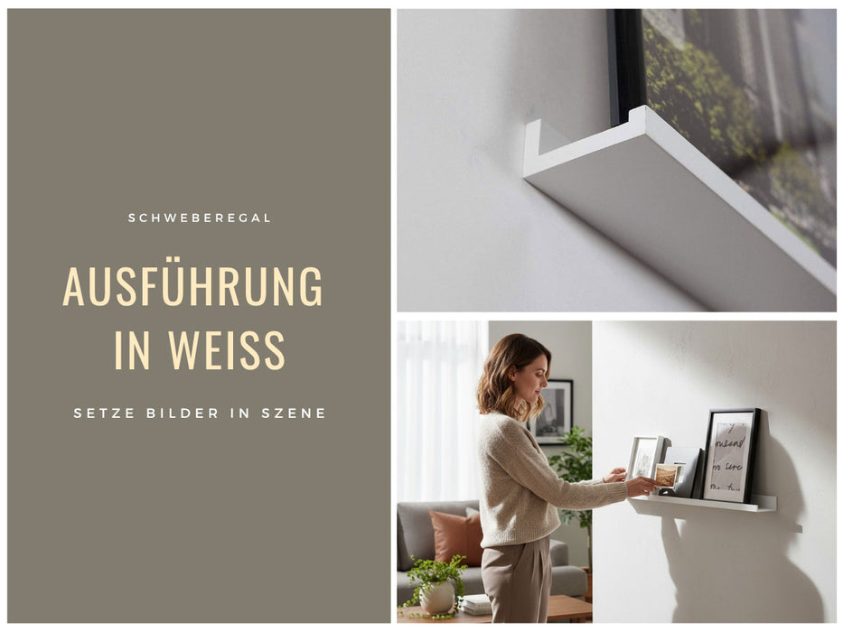 KI-generiertes Bild,Wandregal Wandboard Freja 2´er Set 45cm Weiß Deko Regal Schweberegal Küchenregal