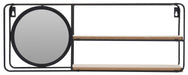 KI-generiertes Bild,Wandregal mit Spiegel 50x19x10cm Metall Holz Schwarz 2 Ablagen Wandboard