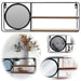 KI-generiertes Bild Wandregal mit Spiegel 50x19x10cm Metall Holz Schwarz 2 Ablagen Wandboard