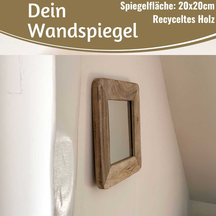 KI-generiertes Bild,Holz Wandspiegel Dehli Grau 32-32cm Fundholz Holzrahmen Spiegel Wohnzimmer Flur