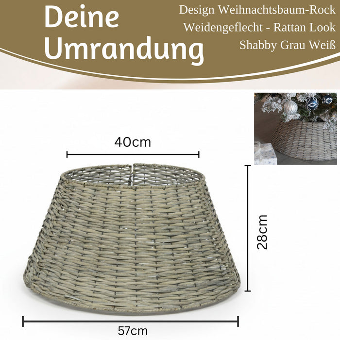 KI-generiertes Bild,Weihnachtsbaum Rock Weide 57cm Grau Christmas Tree Skirt Christbaumständer
