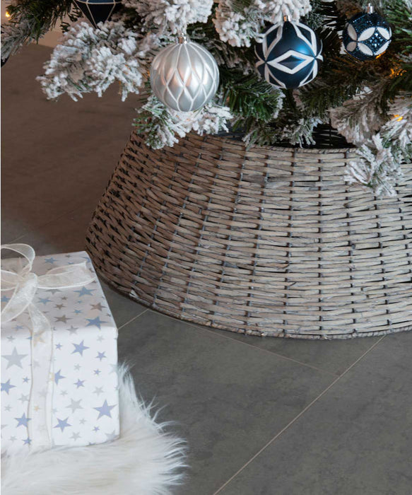 KI-generiertes Bild,Weihnachtsbaum Rock Weide 57cm Grau Christmas Tree Skirt Christbaumständer