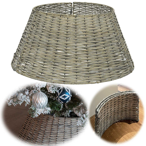 KI-generiertes Bild Weihnachtsbaum Rock Weide 57cm Grau Christmas Tree Skirt Christbaumständer