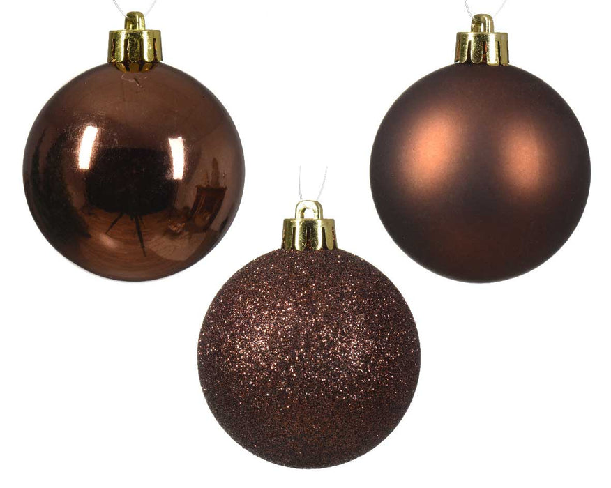 KI-generiertes Bild,30 Kunststoff Weihnachtskugeln Braun Espresso 4cm-6cm Baumkugel Dekokugel