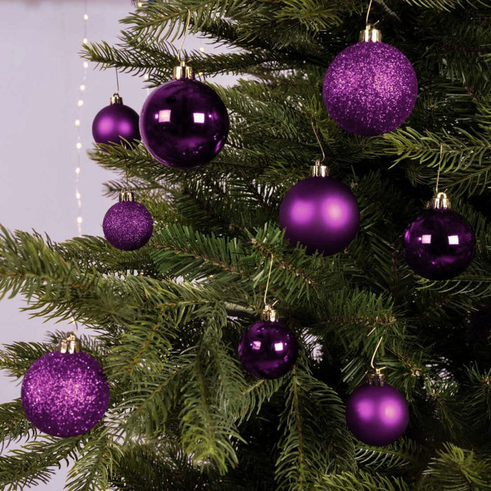 KI-generiertes Bild,30 Kunststoff Weihnachtskugeln Lila Feige 4cm-6cm Baumkugel Dekokugel