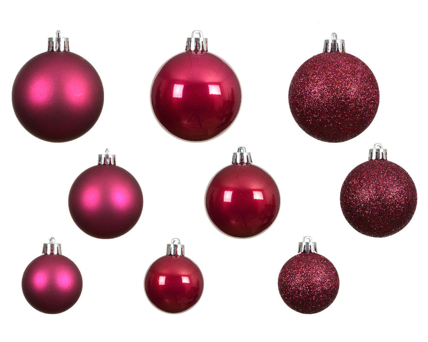 KI-generiertes Bild,30 Kunststoff Weihnachtskugeln Festive Pink 4cm-6cm Baumkugel Dekokugel