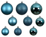 KI-generiertes Bild,30 Kunststoff Weihnachtskugeln Folk Blau Türkis 4cm-6cm Baumkugel Dekokugel
