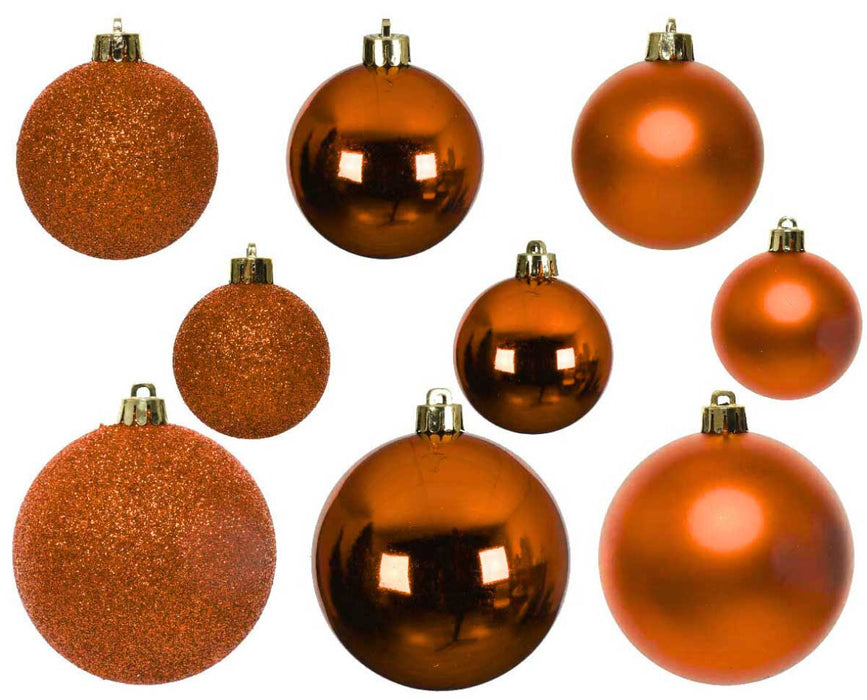 KI-generiertes Bild,30 Kunststoff Weihnachtskugeln Orange 4cm-6cm Baumkugel Dekokugel