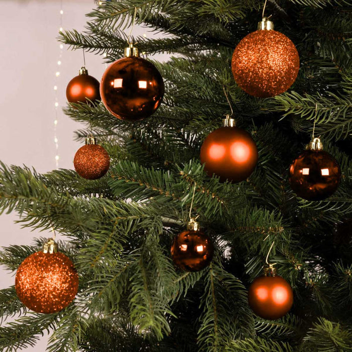 KI-generiertes Bild,30 Kunststoff Weihnachtskugeln Orange 4cm-6cm Baumkugel Dekokugel
